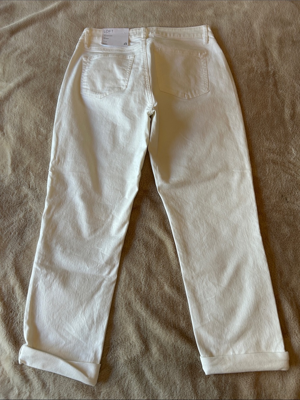 LOFT Cream-Colored Boyfriend Jeans